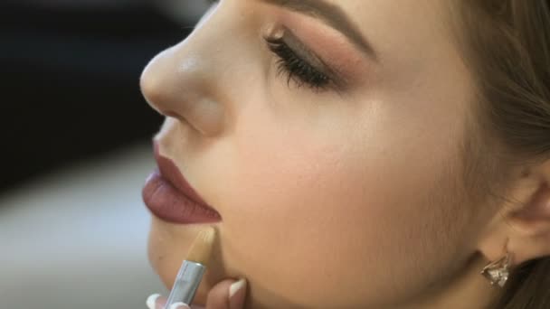 Estilista haciendo maquillaje — Vídeos de Stock