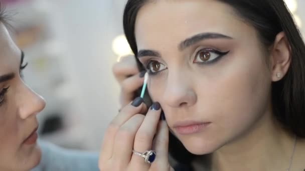 Styliste faisant maquillage — Video