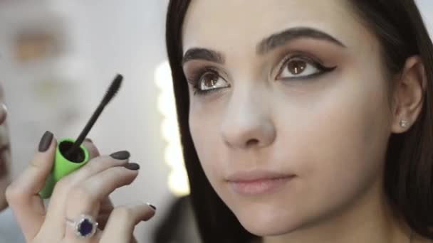 Estilista fazendo maquiagem — Vídeo de Stock