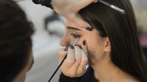 Styliste faisant maquillage — Video