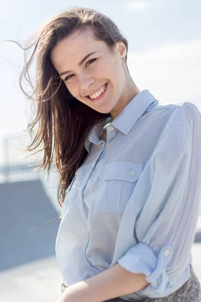 Summer portrait of happy young beautiful woman with a smile — Stock Photo, Image