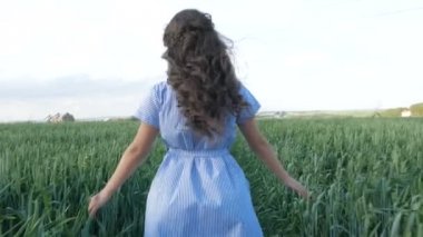 güzel Bayan buğday alanında çalışan