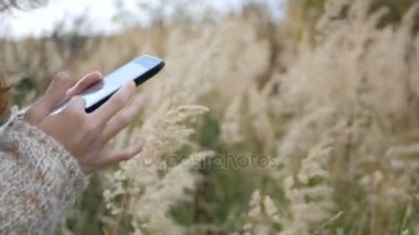 Eller yakın çekim kadın dijital tablet bilgisayar dokunmatik ekran kullanma
