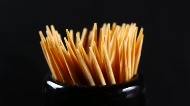 Toothpick on black background — Stock Video