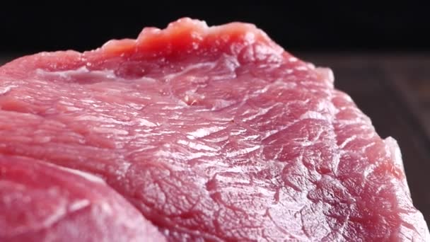 Carne de bovino carne vermelha crua close up textura fundo — Vídeo de Stock