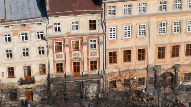 Street of Old town in Lviv. city in the sunlight Ukraine — Stock Video