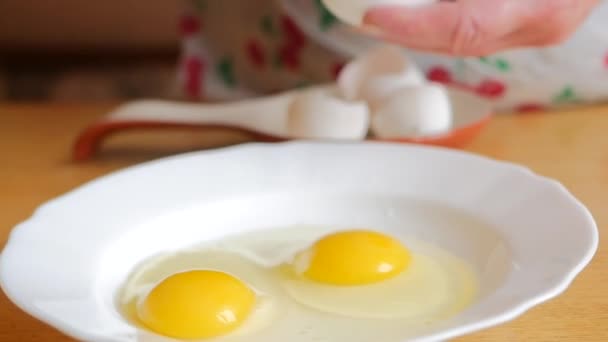 Breaking Egg For Cooking — Stock Video