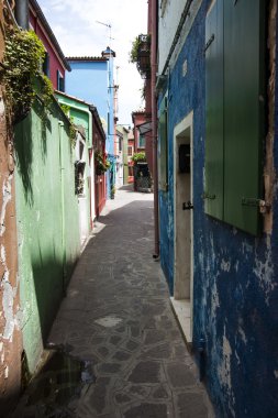 Burano coorfull landescape. Venedik. İtalya
