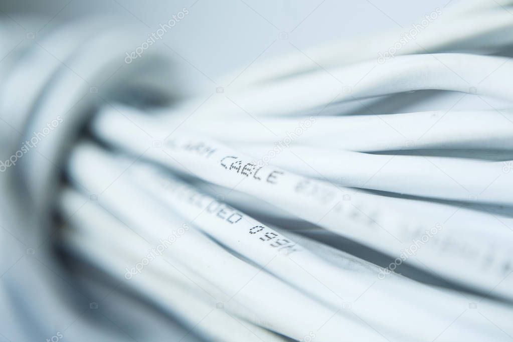 white alarm systems cables