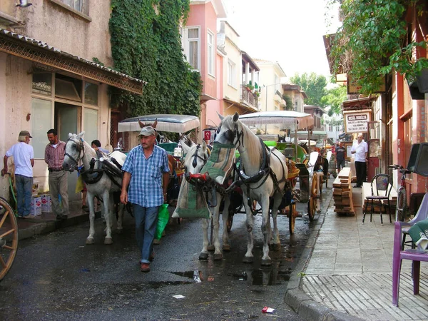 Carts Horses Streets Island Vehicles Stanbul Turkey 2008 — Stock Photo, Image