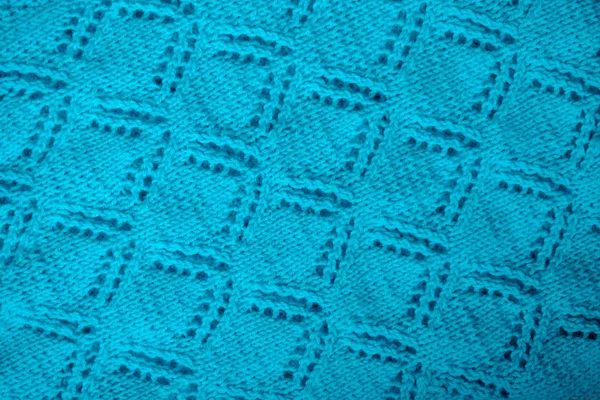 Blue baby blanket, hand-knitted