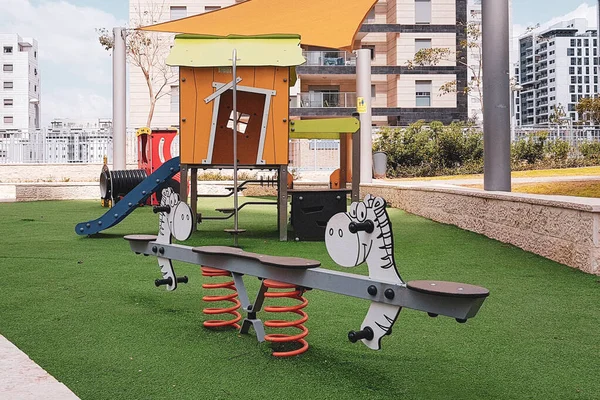Рош Айн Израиль Марта 2020 Года Пустая Детская Площадка Вспышка Лицензионные Стоковые Изображения