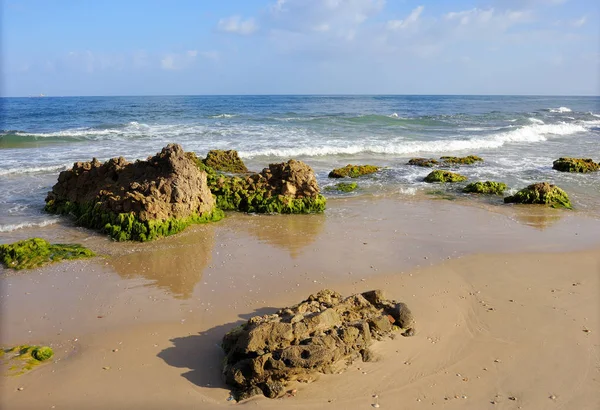 Pobřeží Středozemního moře v Izraeli — Stock fotografie