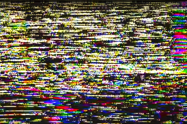 Realer Bildschirm des bunten Testfernsehens digitale Panne. Geräuschhintergrund. — Stockfoto