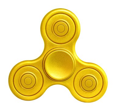 Beyaz zemin üzerine altın topluca spinner. Stres giderici oyuncak.