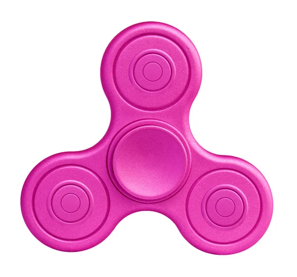 Pink fidget spinner sobre fondo blanco. Juguete para aliviar el estrés . — Foto de Stock