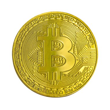 Beyaz arka plan üzerinde izole altın bitcoin. Sanal para