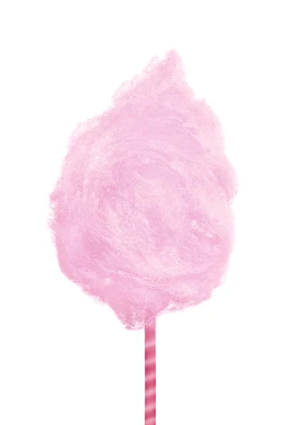 Süße Rosa Zuckerwatte Isoliert Auf Weißem Hintergrund — Stockfoto