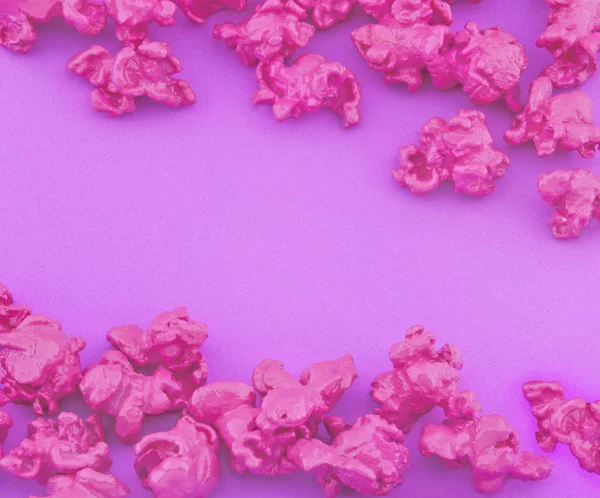 Popcorn Rosa Sfondo Carta Viola Stile Pop Art Moda Vista — Foto Stock