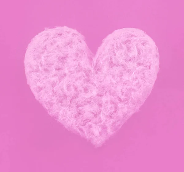 Coração Rosa Feito Algodão Doce Fundo Papel Estilo Arte Pop — Fotografia de Stock