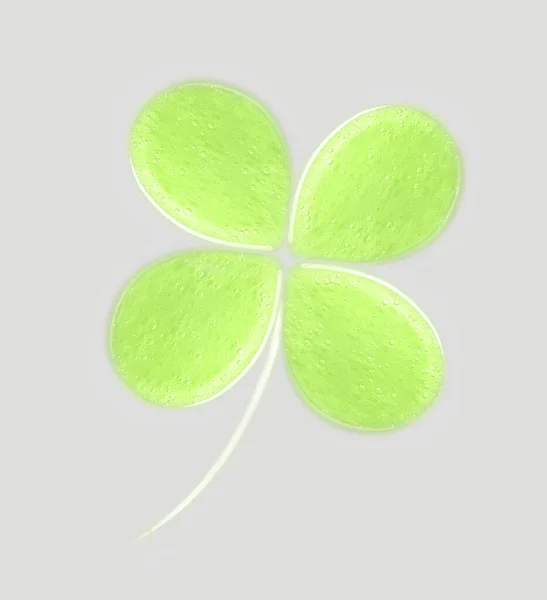 Clover Leaves Liquid Green Gel Bubbles Grey Background — Stock Photo, Image