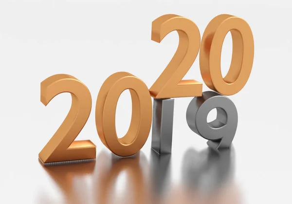 Numbers of New Year 2020 over old 2019 — Stock Photo, Image