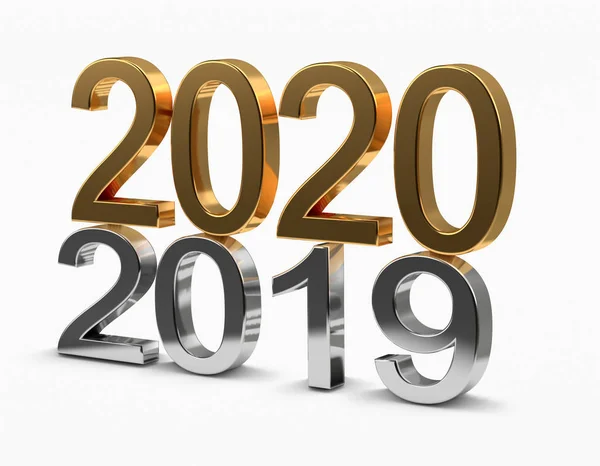 Números de ouro de Ano Novo 2020 sobre o velho 2019 — Fotografia de Stock