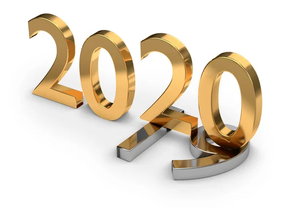 与2019年相比的2020年新年黄金数 — 图库照片