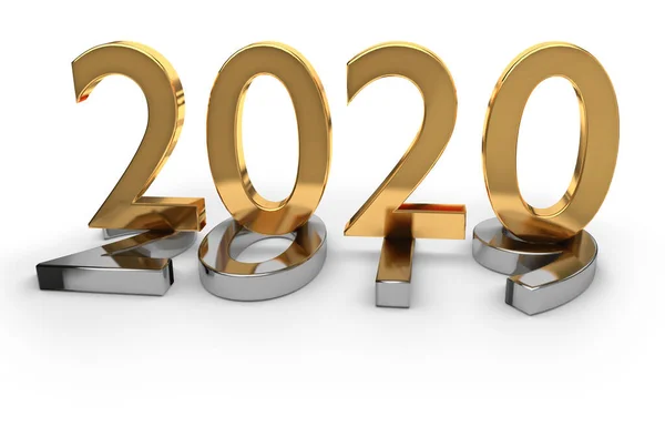 与2019年相比的2020年新年黄金数 — 图库照片