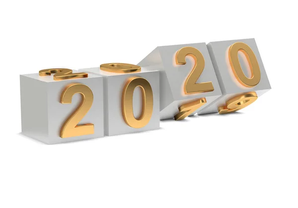 Число 2020 переворачивается на кубики. Новый год — стоковое фото