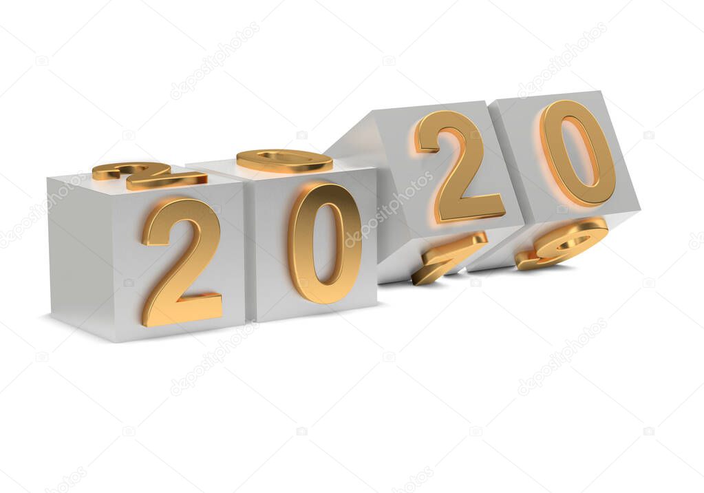 2020 number flips on cubes. New Year