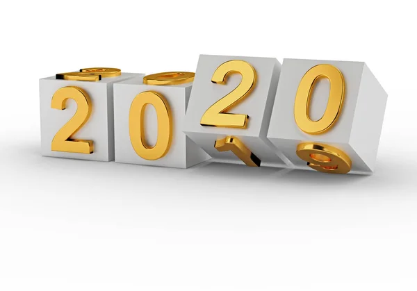 2020 number flips on cubes. New Year — Stock Photo, Image