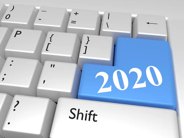 2020 new year over Enter key — Stock Photo, Image