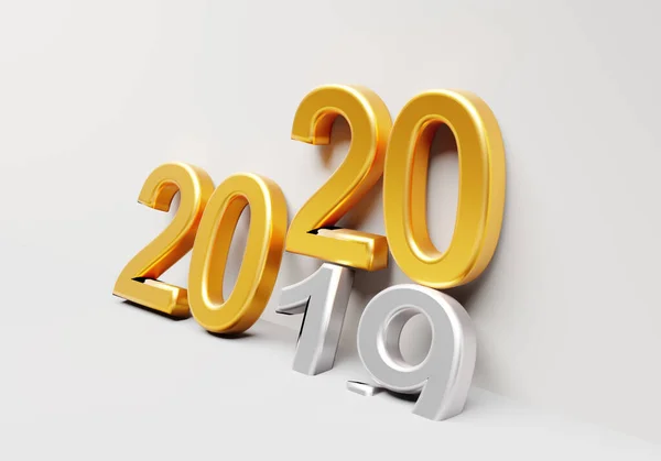 Números de oro de Año Nuevo 2020 sobre viejo 2019 — Foto de Stock