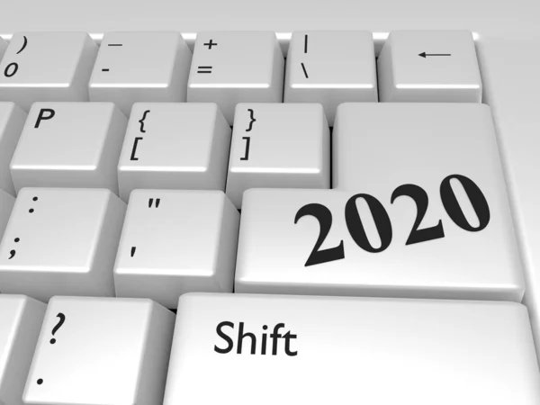 2020 new year over Enter key — Stock Photo, Image