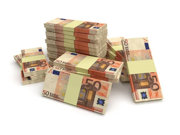 Großer Stapel Euro-Geld isoliert auf weißem Hintergrund — Stockfoto