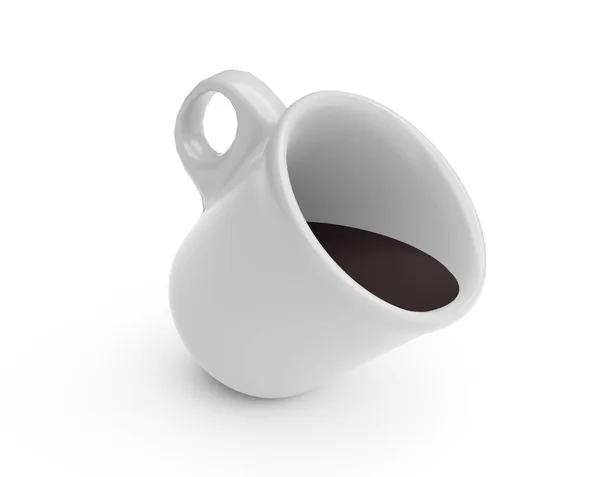Caindo xícara de café isolado em um fundo branco — Fotografia de Stock