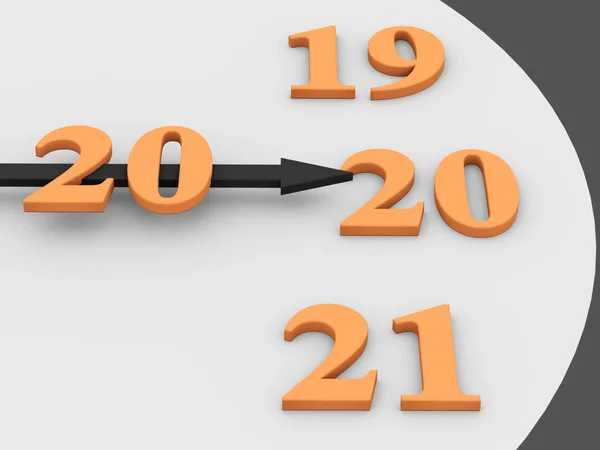 Año nuevo. Reloj con flecha en 2020 — Foto de Stock