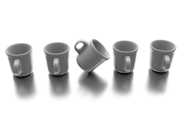 Tasse individuelle différente isolée sur fond blanc — Photo