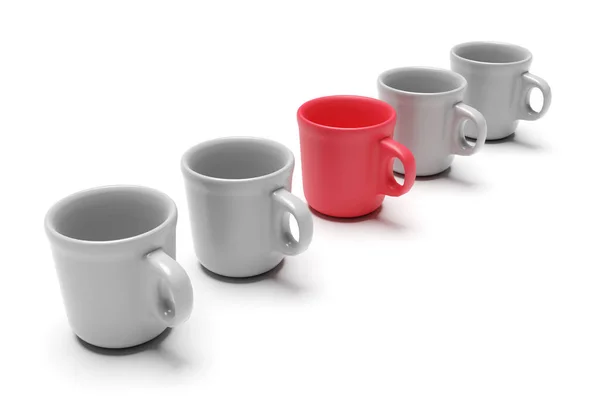 Individuelle Tasse isoliert auf weißem Hintergrund Stockbild