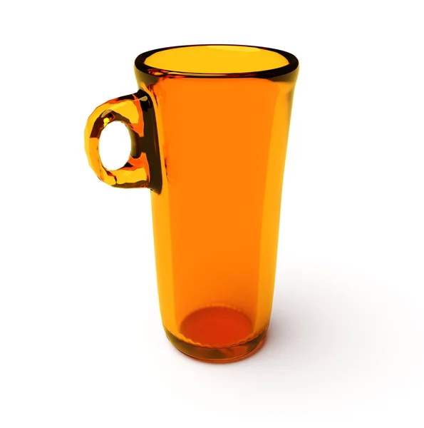 흰색 배경에 분리되어 있는 주황 투명 컵 스톡 사진