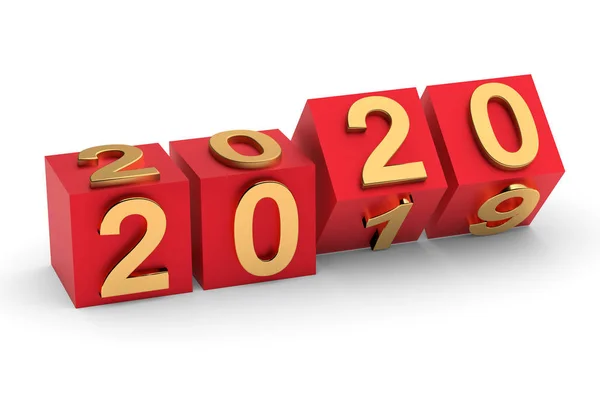 2020 número vira em cubos. Ano Novo — Fotografia de Stock