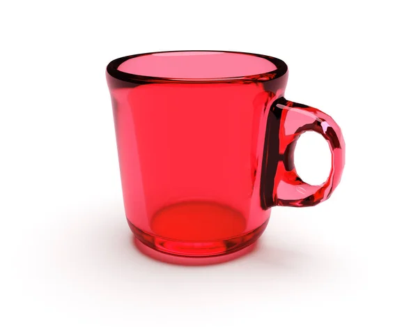 Transparente rote Tasse isoliert auf weißem Hintergrund — Stockfoto