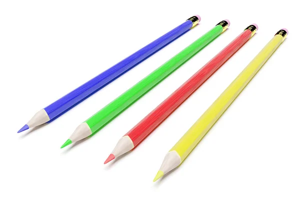 3d красочные карандаши изолированы на белом — стоковое фото