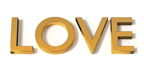 3d palabra dorada LOVE aislado sobre un fondo blanco — Foto de Stock