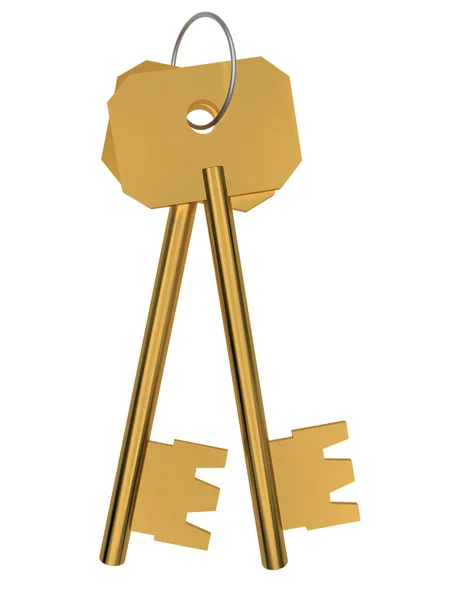 Two keys isolated on white background — Stock Photo, Image