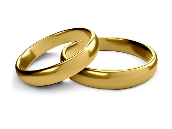 Boda anillos de oro se encuentran el uno en el otro — Foto de Stock