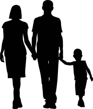 Baba, anne ve oğulun vektör silueti
