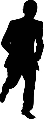 Yürüyen takım elbiseli bir adamın silüeti.