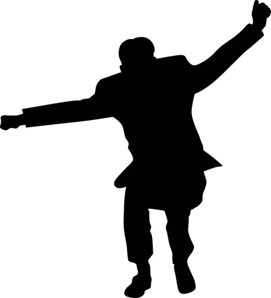 Silhouet van een man in een pak dat springt — Stockvector